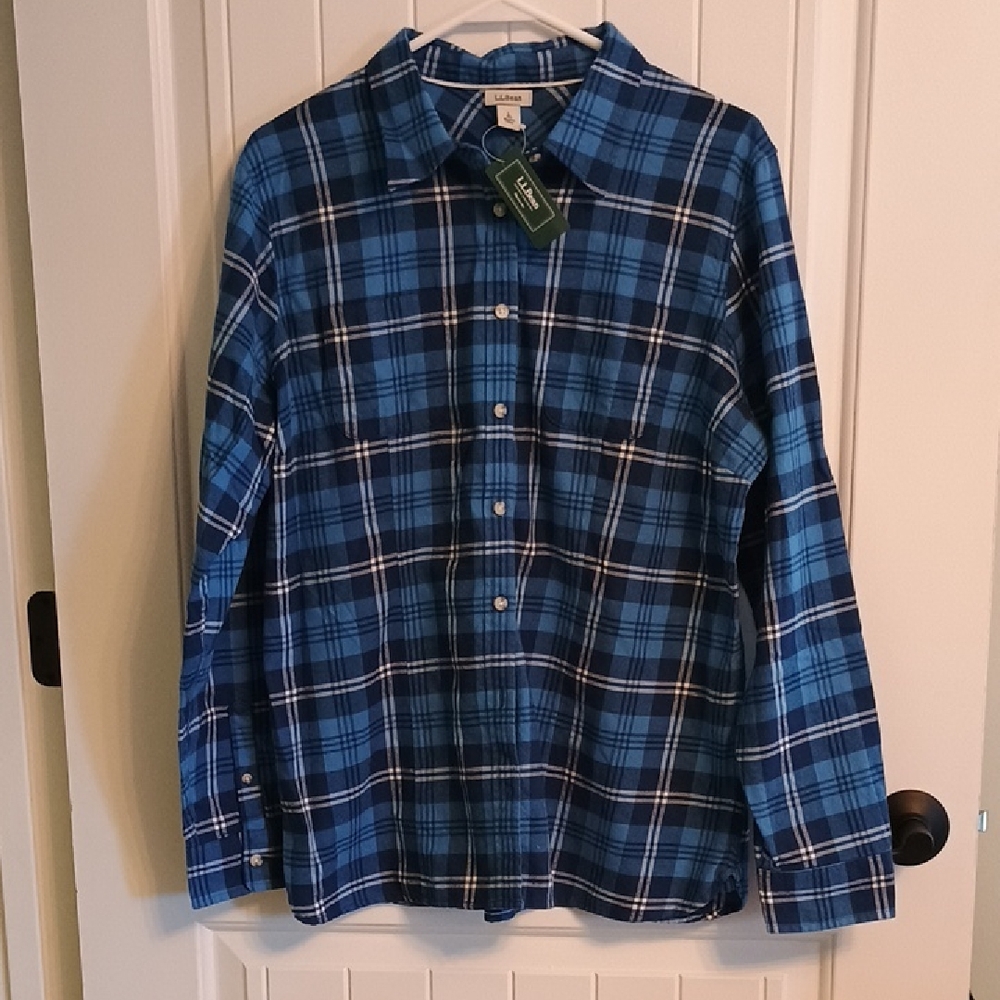 NWT L.L. Bean Men's Blue Plaid Shirt